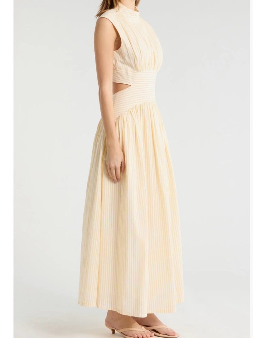 Parker Julianne Stripe Cotton Maxi Dress, Women’s 4, Butter Yellow, Ivory, NWT - Picture 3 of 11